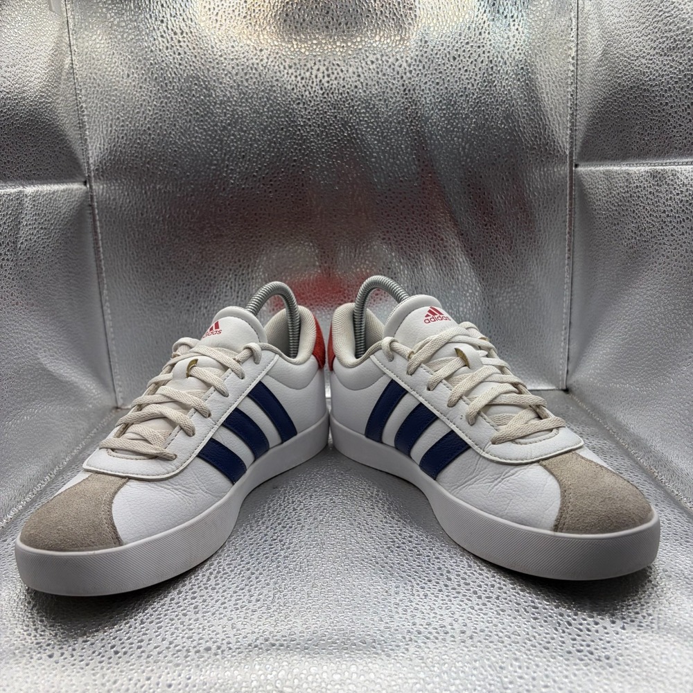 Size 5 Adidas VL Court 3.0 White Navy Blue Stripes Mens Athletic Shoes IE6224 - Picture 4 of 9